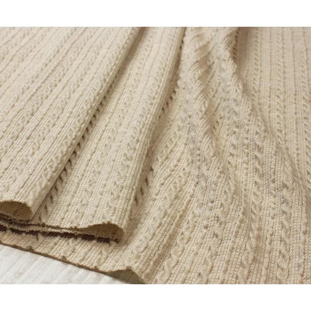 ニット 生地 布 アランシャーリング ジャガード ケーブルニット風