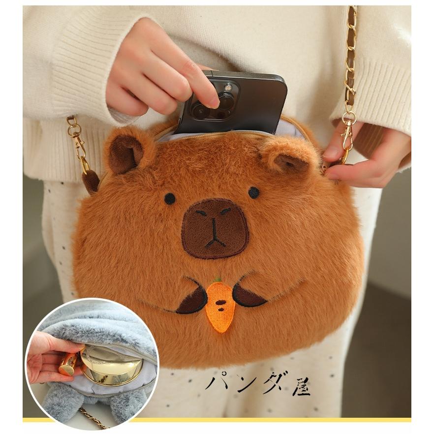 ぬいぐるみ カピバラ ねこ カメ ショルダーポシェット可愛い斜めがけ
