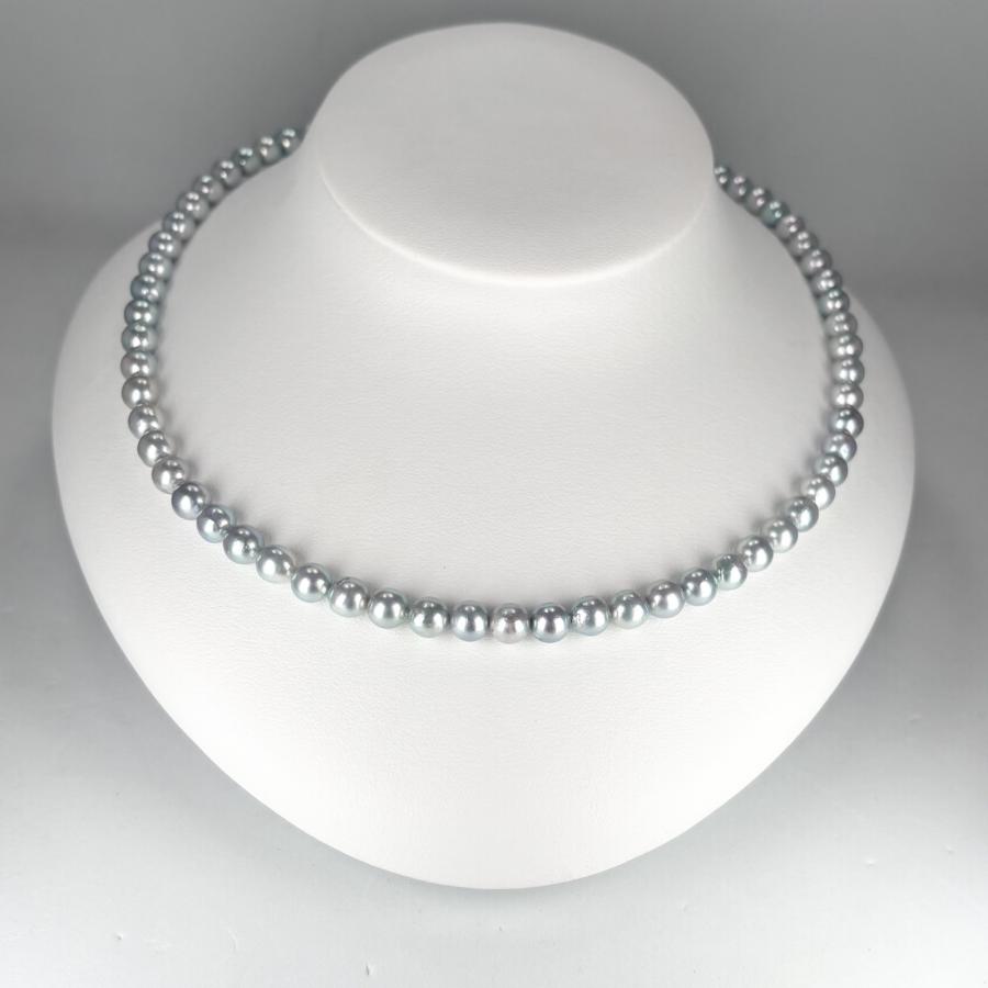 アコヤ真珠 シルバーグレーネックレス コバルト処理 6-6.5mmラウンド