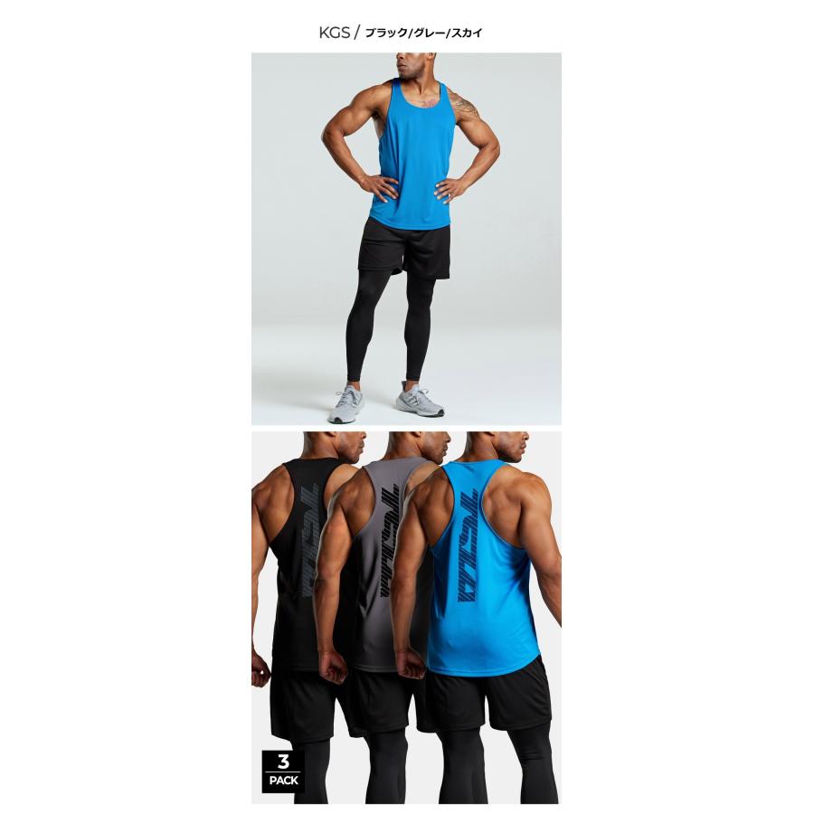 TSLA（テスラ） TESLA タンクトップ メンズ 3枚セット UVカット 吸汗速