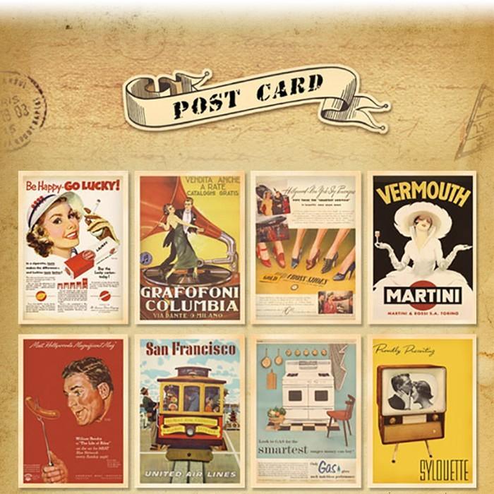 32枚セット ポストカード おしゃれ ヴィンテージ風 ポスター柄 レトロ