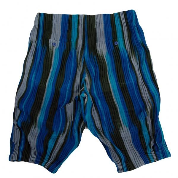 ISSEY MIYAKE】青と黒のストライプ サルエルパンツ ISSEY MIYAKE】青と