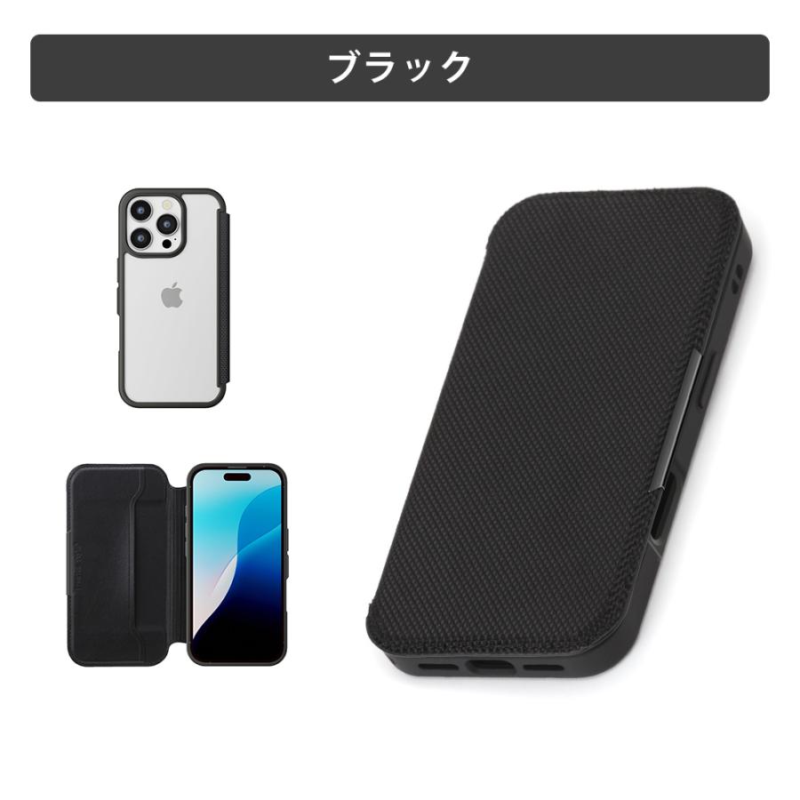 Premium Style iPhone16Pro ケース 手帳型 カバー ブラック クリア 黒