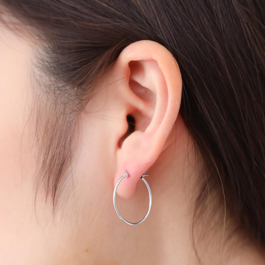 フープピアス K14WG 14金 ホワイトゴールド 華奢 ビッグフープ 大きめ