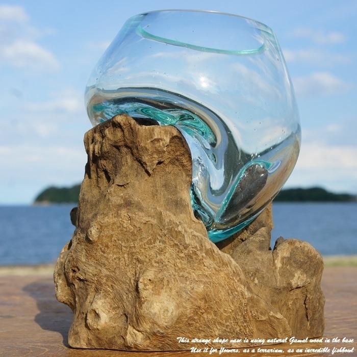 流木ガラスオブジェ大F 花瓶 金魚鉢 ガーデニング フラワーポット 水槽