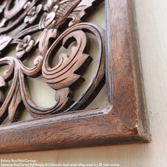 レリーフ 40cm×120cm 長方形 B ブラウン アートパネル ウッドレリーフ