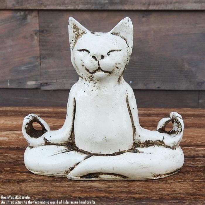オブジェ ヨガネコさん 3 匹セット ホワイト 白猫 ネコ キャット 座禅