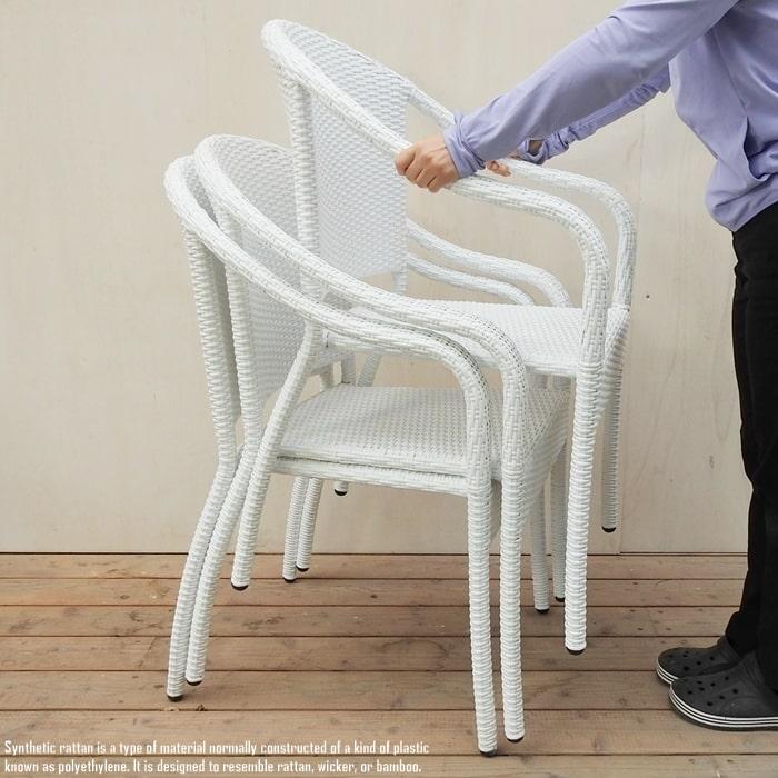 シンセティックラタンチェア Tanggo ホワイト 白 防水 スタッキング