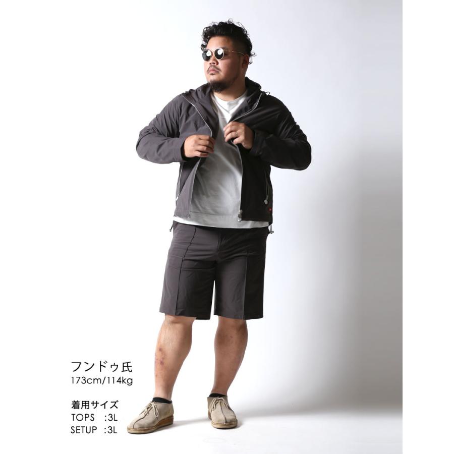 大きいサイズ パーカー メンズ ハーフパンツ SOLOTEX フーデッド