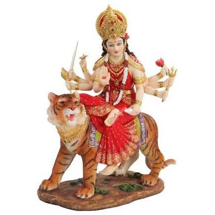 高さ 約21.6cm ヒンドゥー教 ドゥルガー神彫像 インドの女神 置物