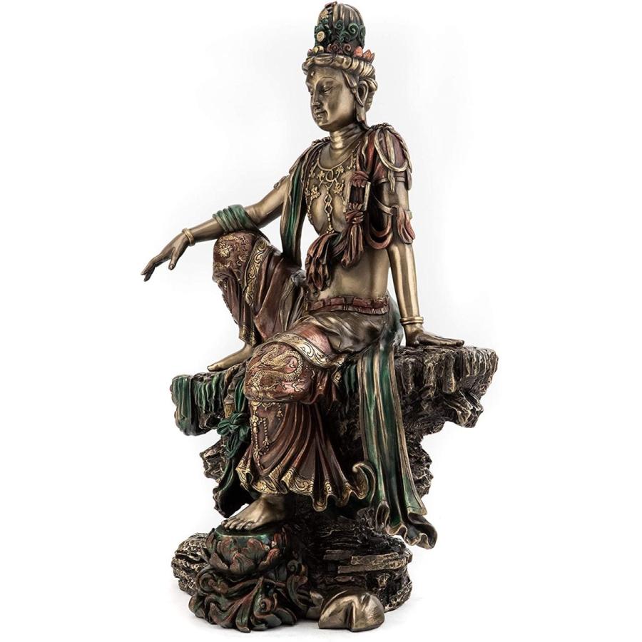 キャンペーンセール！即納！水月観音の半跏思惟像-鋳造ブロンズ風 彫像