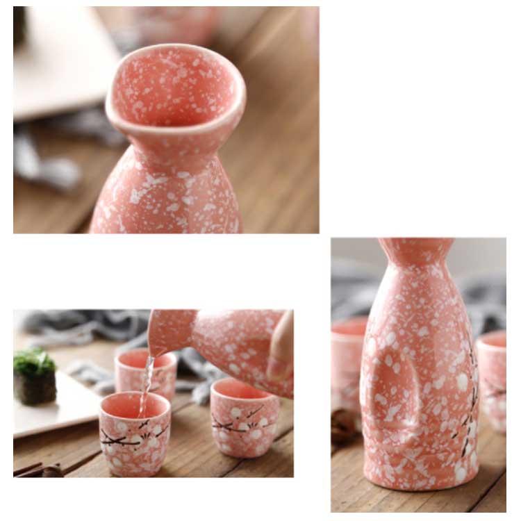 徳利セット トレー付き おちょこ 6点セット 花柄 梅の花 和風 盃 お