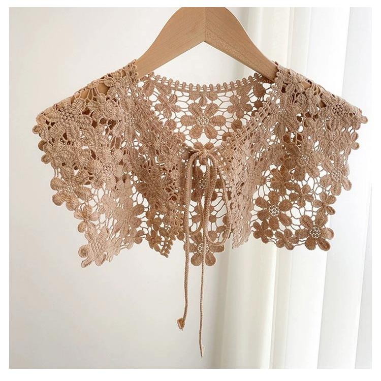 レース 付け襟 つけえり レディース 花柄レース クロシェ編み ビッグ