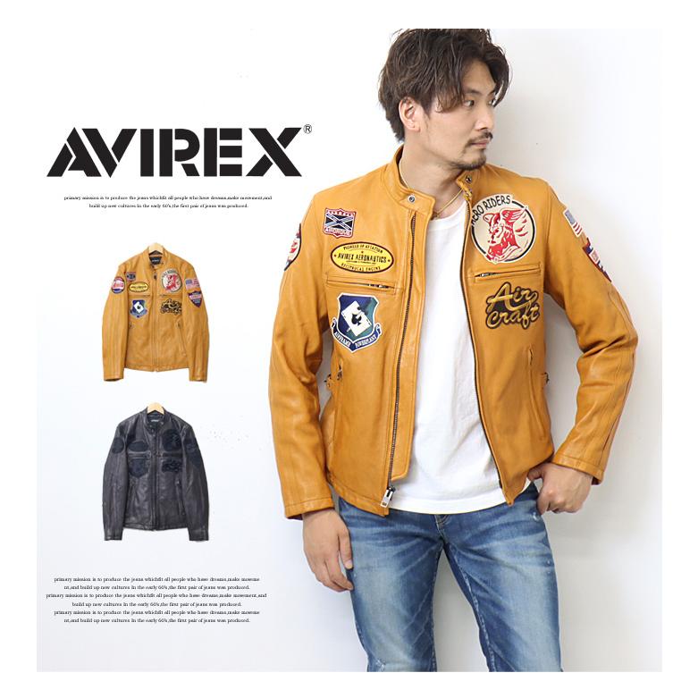 AVIREX（アヴィレックス） パッチド ライダースジャケット レザー
