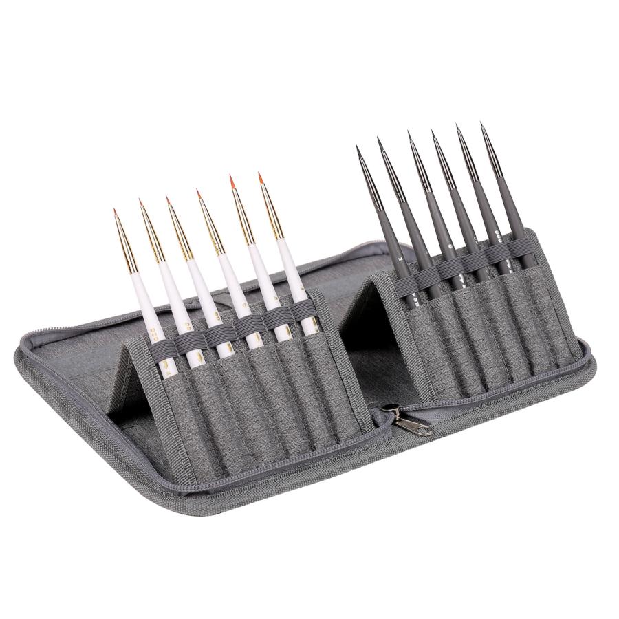 aurochs EZ-tools 極細面相筆12本セット 天然馬毛筆6本/ナイロン筆6本