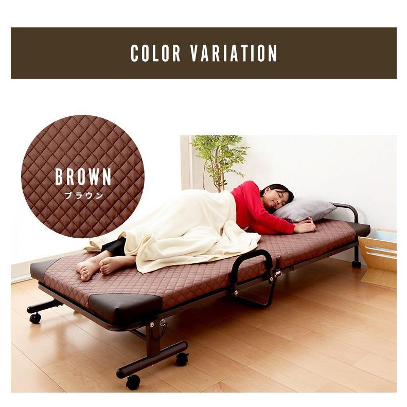 折りたたみベッド シングル キャスター付き マットレス キャスター