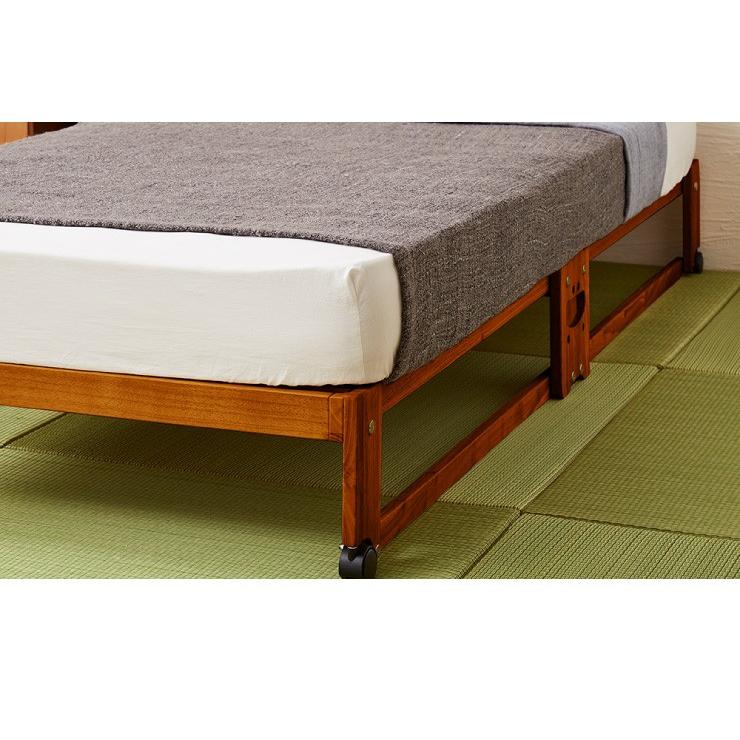 中居木工 日本製 折りたたみ すのこ ベッド ひのき ロータイプ ワイド