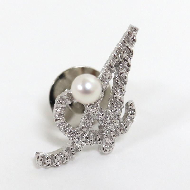 てんてんシルバーブローチ 白い石付き てんてんシルバーブローチ 白い