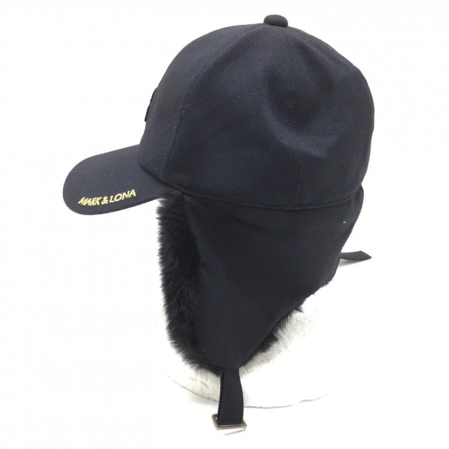 美品】マークアンドロナ 耳当て付きキャップ 黒 ファー FREE ゴルフ