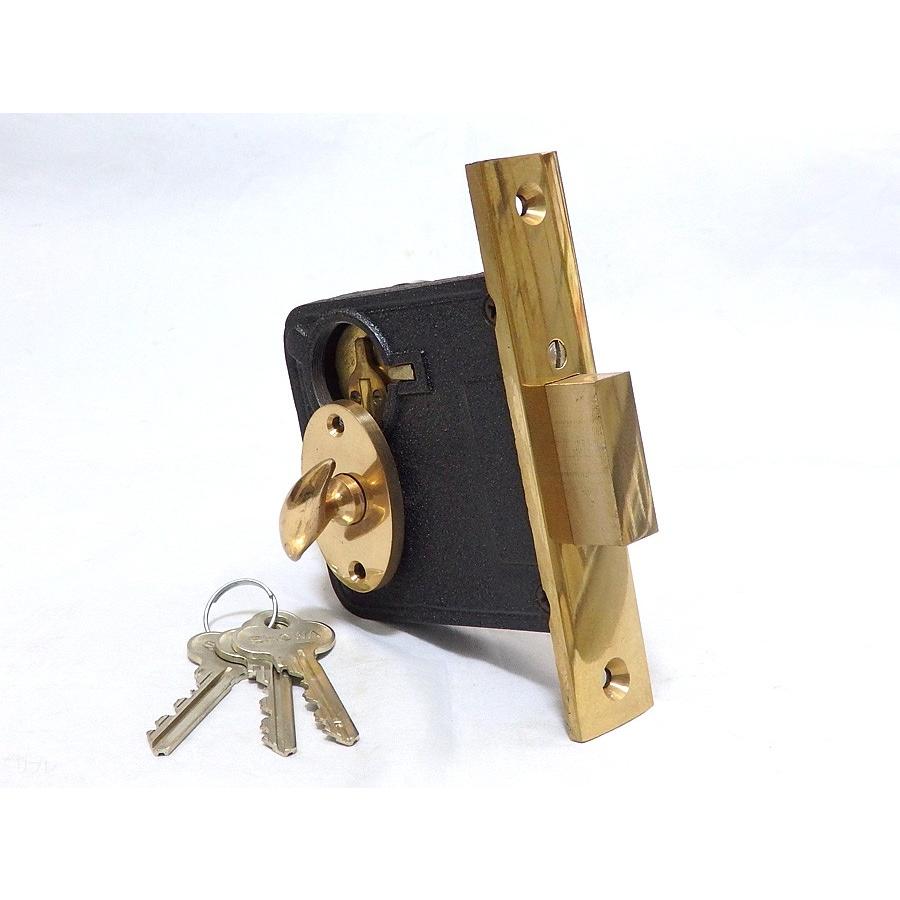 旧ショウワ社(昭和ロック) 真鍮鋳物製本締錠 No.8125 R付き バック