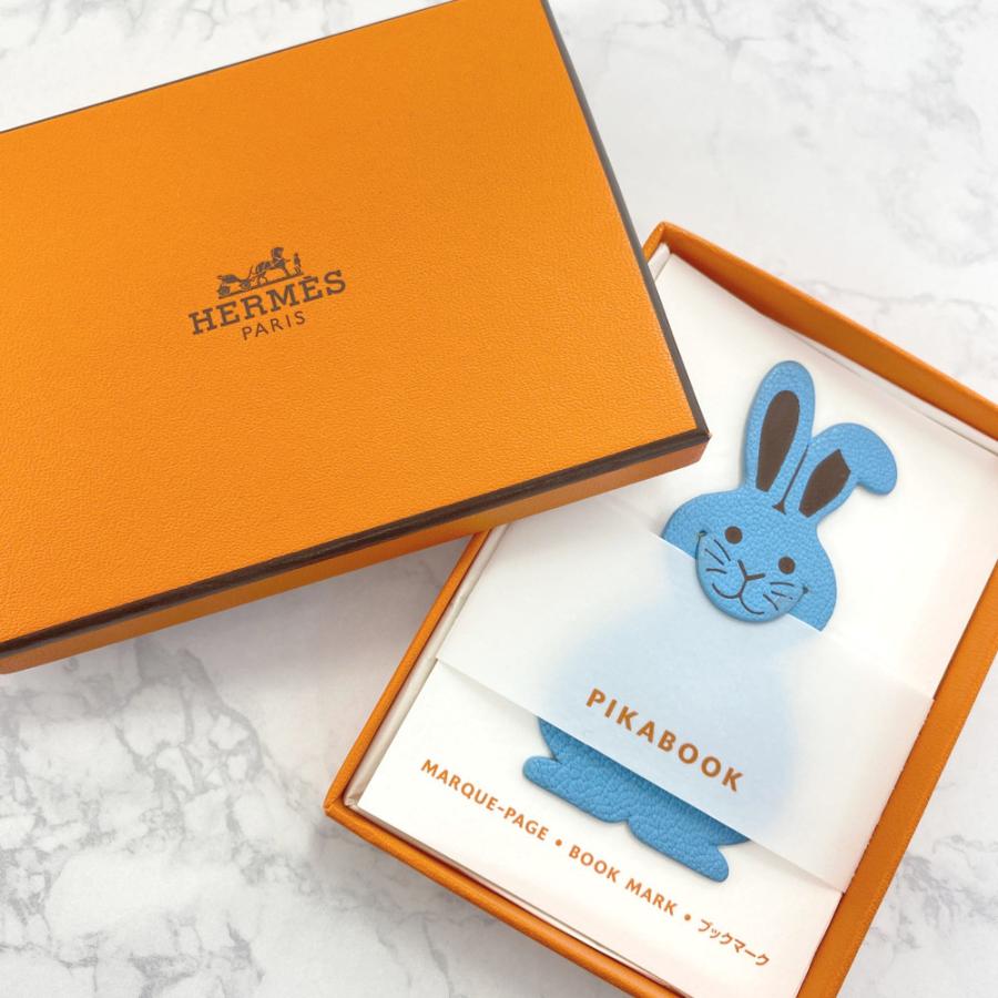 HERMES（エルメス） PIKABOOK・うさぎ レザー ブルー 栞 ブックマーク