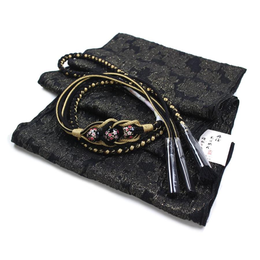 振袖用 帯締め帯揚げセット 黒 帯締め 帯揚げ 帯締 帯揚 総絞り 成人式