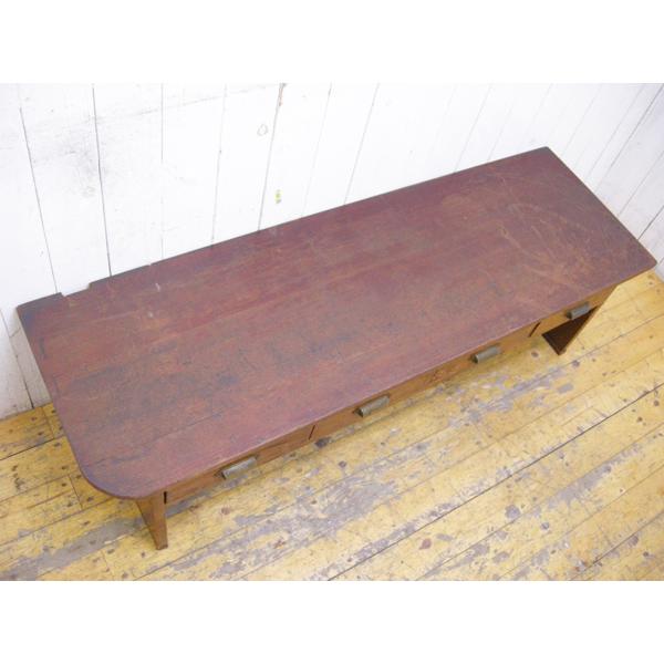 アンティーク・座り机・文机・昭和レトロ・4杯引き出し・W136cm