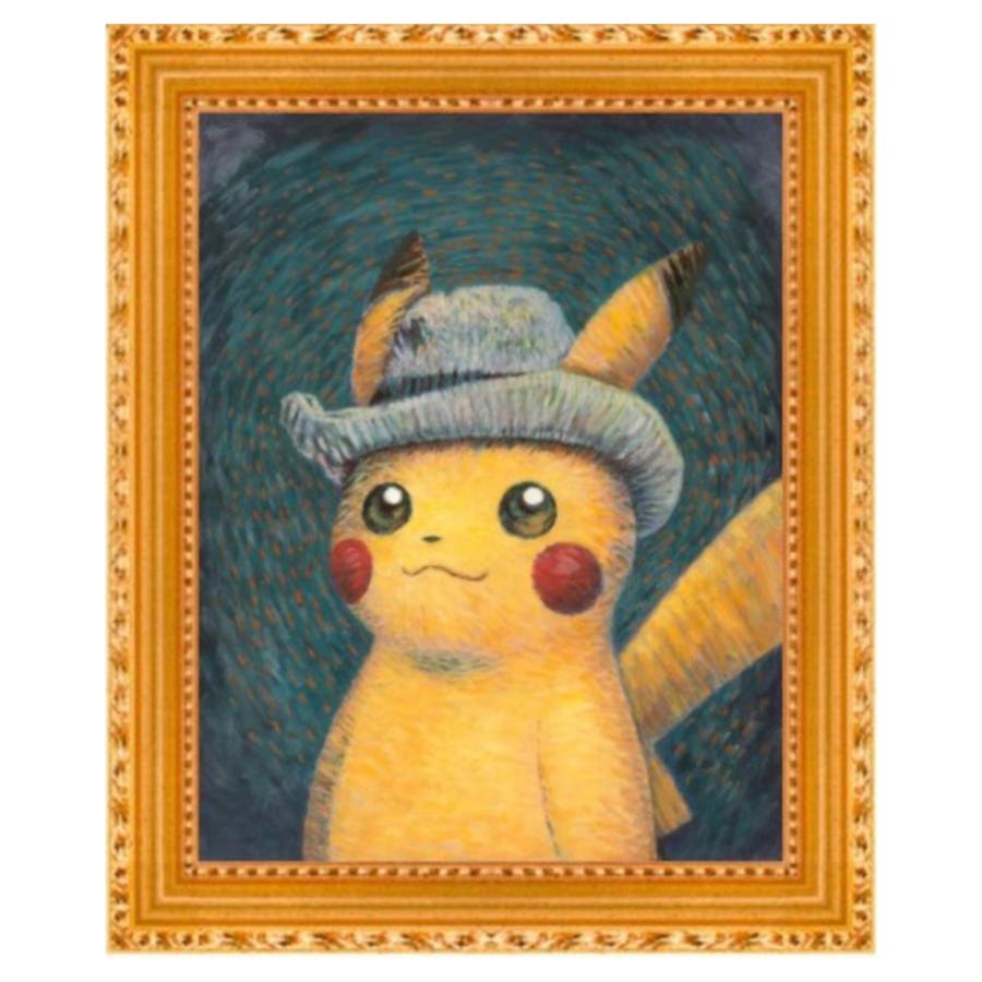 ゴッホピカチュウ黒枠Mサイズキャンバス