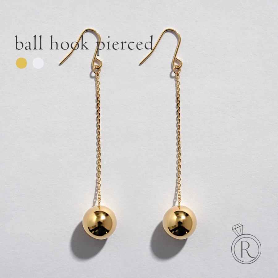 K18 ボール フック ピアス 8mm フックピアス 18k 18金 ボールピアス