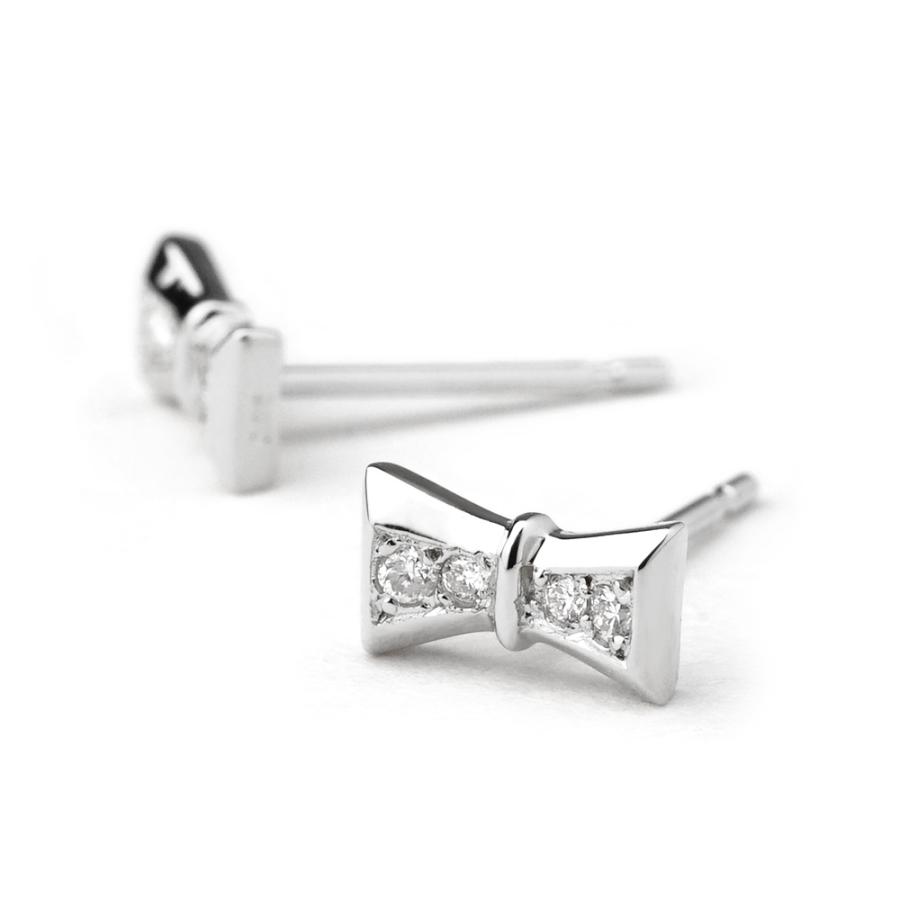 K18 ダイヤモンド レゴ リボン ピアス フェミニンで繊細な仕上がりに