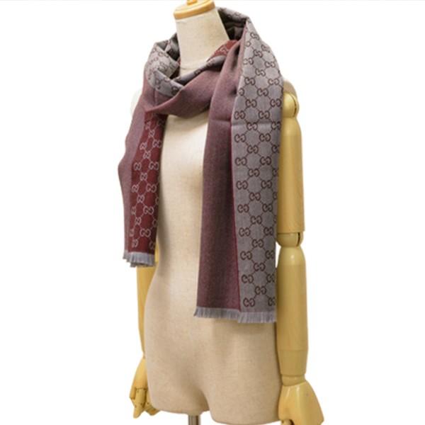 GUCCI（グッチ） マフラー ストール スカーフ GG柄 ワインレッド
