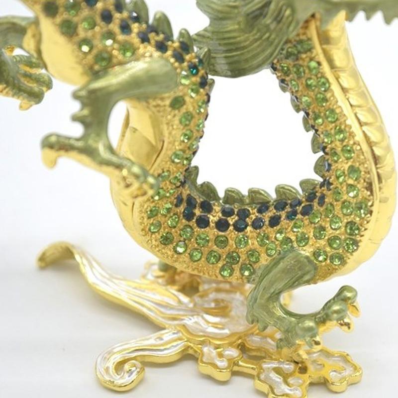 辰 龍の置物 七宝焼き 緑 12cm 五本爪 玄関 風水インテリア 竜 : 横浜