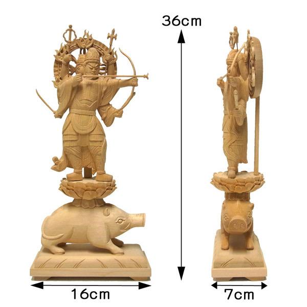 摩利支天 高さ36cm 桧製 木彫り 仏像 : 仏像と縁起物の専門店 龍祥本舗