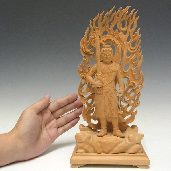 不動明王 立像 高さ28cm 榧製 木彫り 仏像 : 仏像と縁起物の専門店 龍