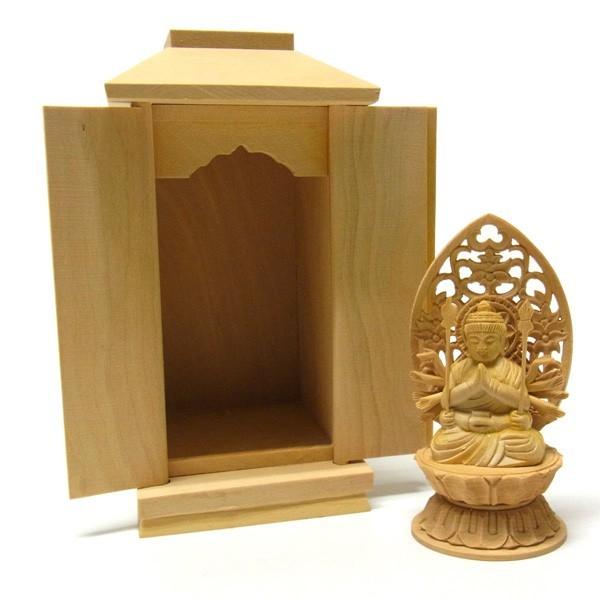 千手観音菩薩 坐像 厨子入り仏像 木彫り 極小仏像 : 仏像と縁起物の