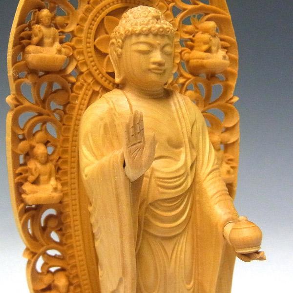薬師如来 立像 高さ15cm 柘植製 木彫り 仏像 : 仏像と縁起物の専門店