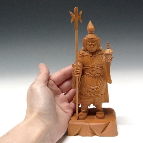 毘沙門天 16cm 木曽桧 木彫り 仏像 日本仏師作品 : 仏像と縁起物の専門