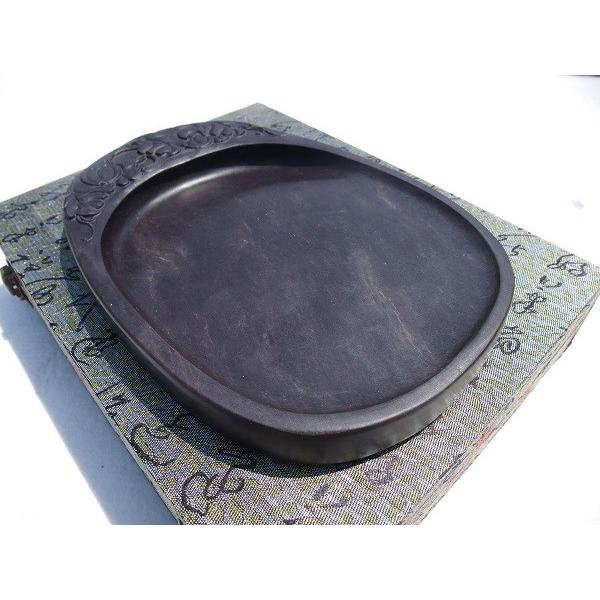 端渓硯 麻子坑 彫刻硯 8吋 瓜と葉の彫刻 すずり : 書道用品 緑風店