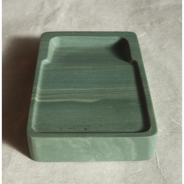 硯 松花江緑石硯 109×69×18mm 約4吋 すずり 唐硯 書道用具 : 書道用品
