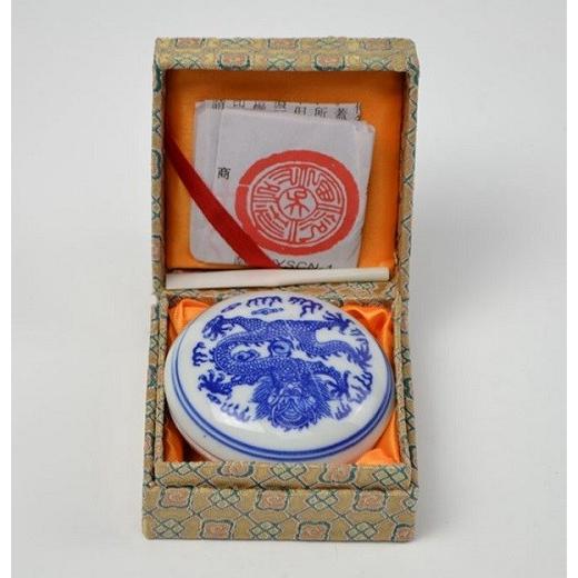 西泠印社 青花龍紋 高級朱肉 明光朱 西泠印泥 未使用級 西泠印社 青花
