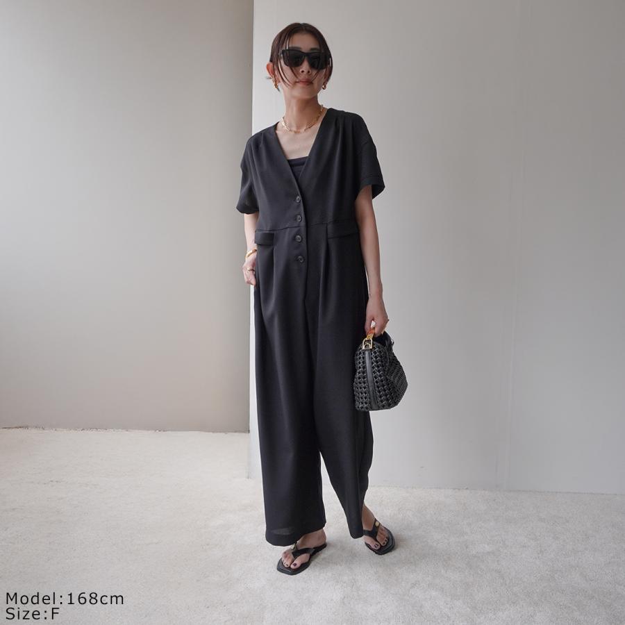 Trois trois トロワ オールインワン T251-87051 レディース Vネック