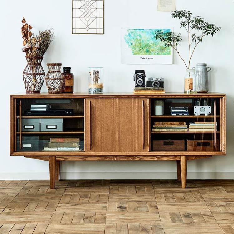 Gretta サイドボード テレビボード ガラス戸 引戸 かっこいい 北欧