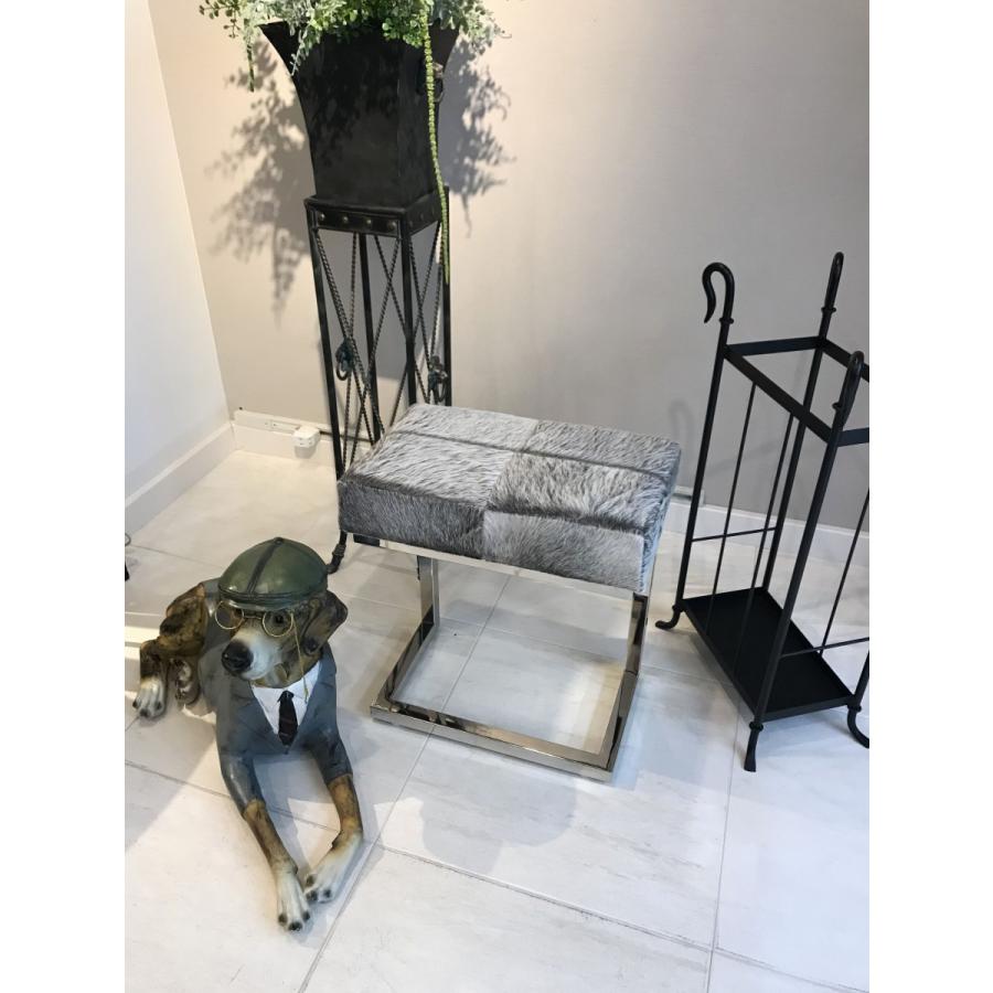 スツール リアルファー おしゃれ 北欧 玄関スツール グレー Grey 海外