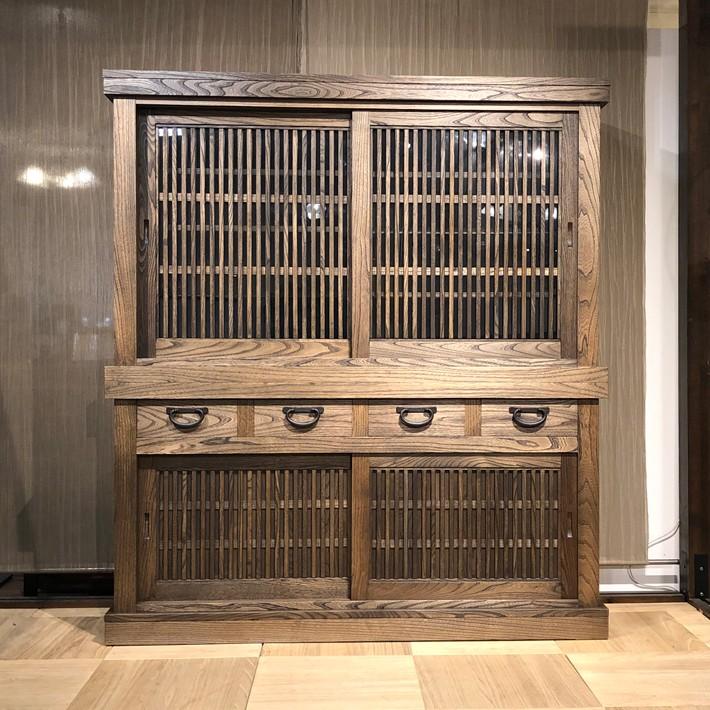 和家具 茶箪笥 幅84cm 茶棚 和風 昭和 レトロ 食器棚 和室 飾り棚 古