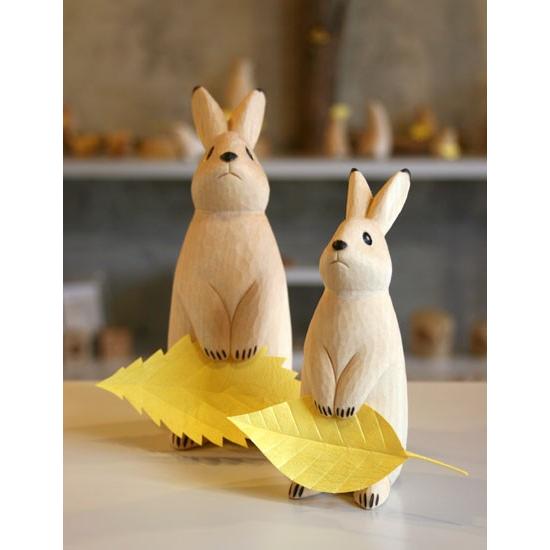 木彫り うさぎ まちぼうけ ゆきうさぎ 小 うぃるびぃ工房 北海道 旭川