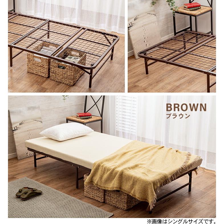 収納式折りたたみパイプベッド ベッドフレーム 折り畳みベッド