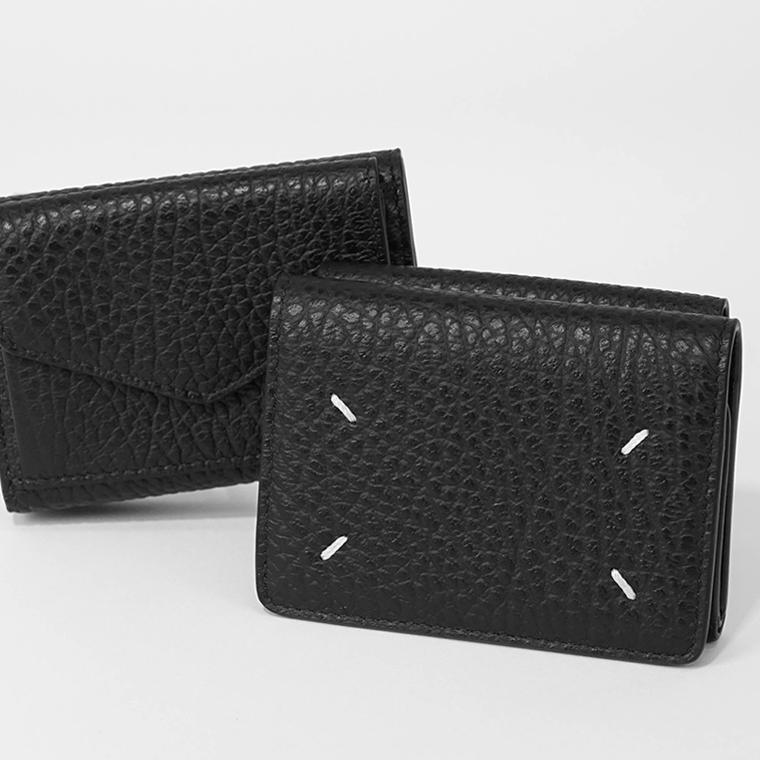 Maison Margiela / 3つ折り財布/レザー/BLK/無地/メンズ メゾン