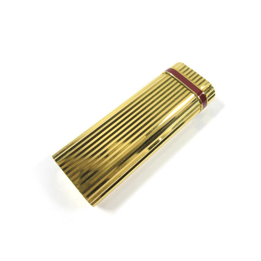 カルティエ ガスライター オーバル型ラッカー ボルドー×ゴールド