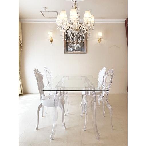 輸入家具 ヨーロッパ家具 ダイニングテーブル W160cm ロココ調 クリア