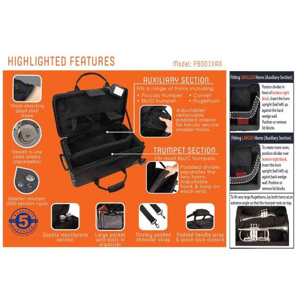 PROTEC PB301VAX ダブルケース トランペット フリューゲルホルン